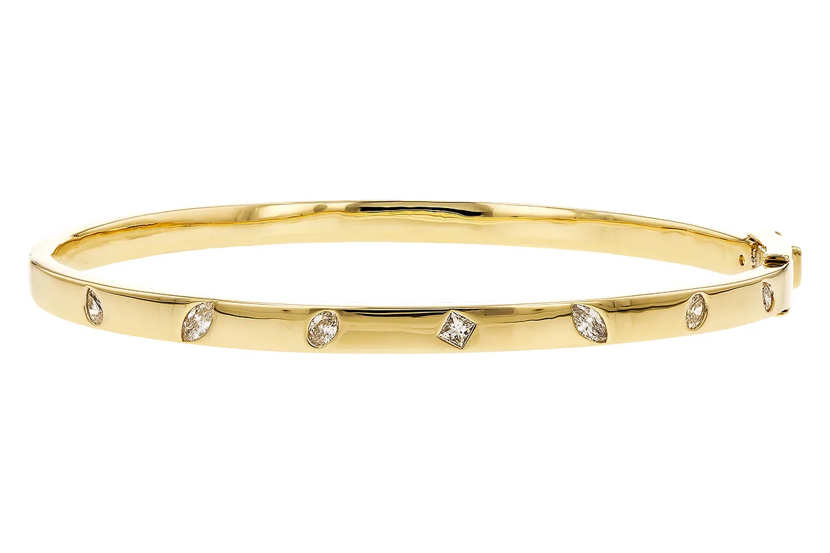 Fancy-Cut Diamond Bangle in yellow gold