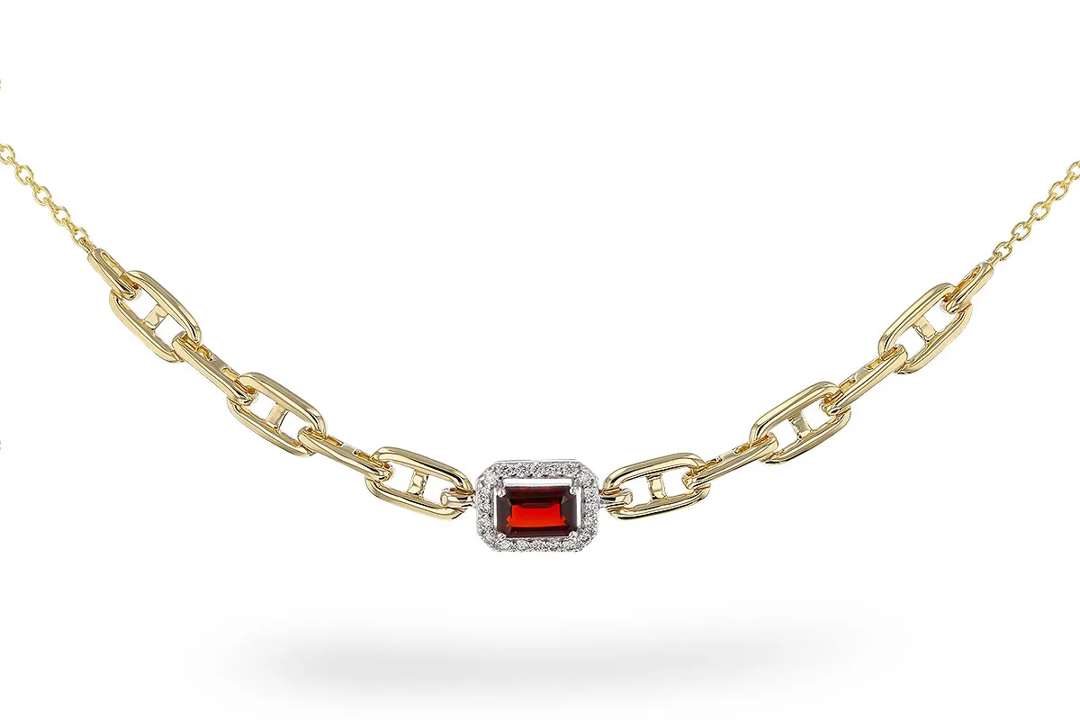 Garnet Necklace in yellow & white