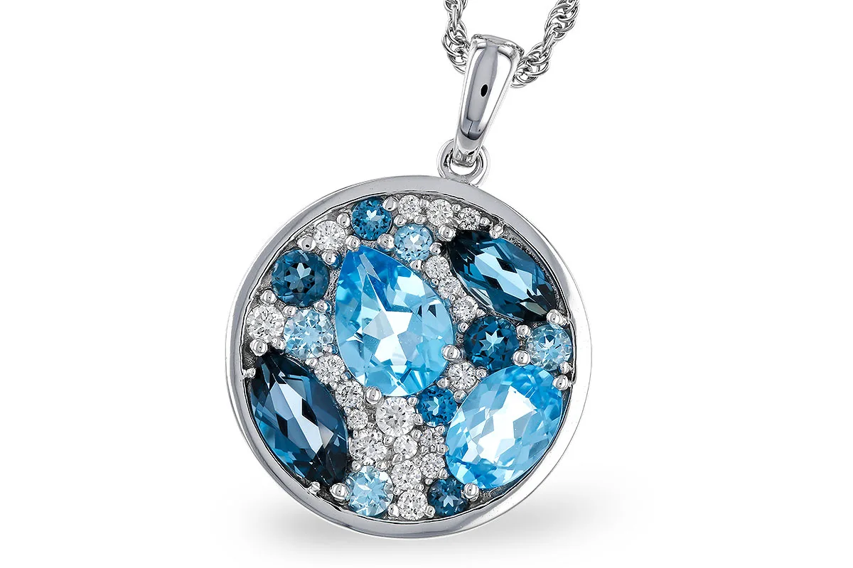 Blue Topaz Necklace in white gold