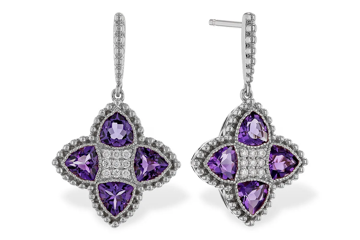 Amethyst Earrings in white gold
