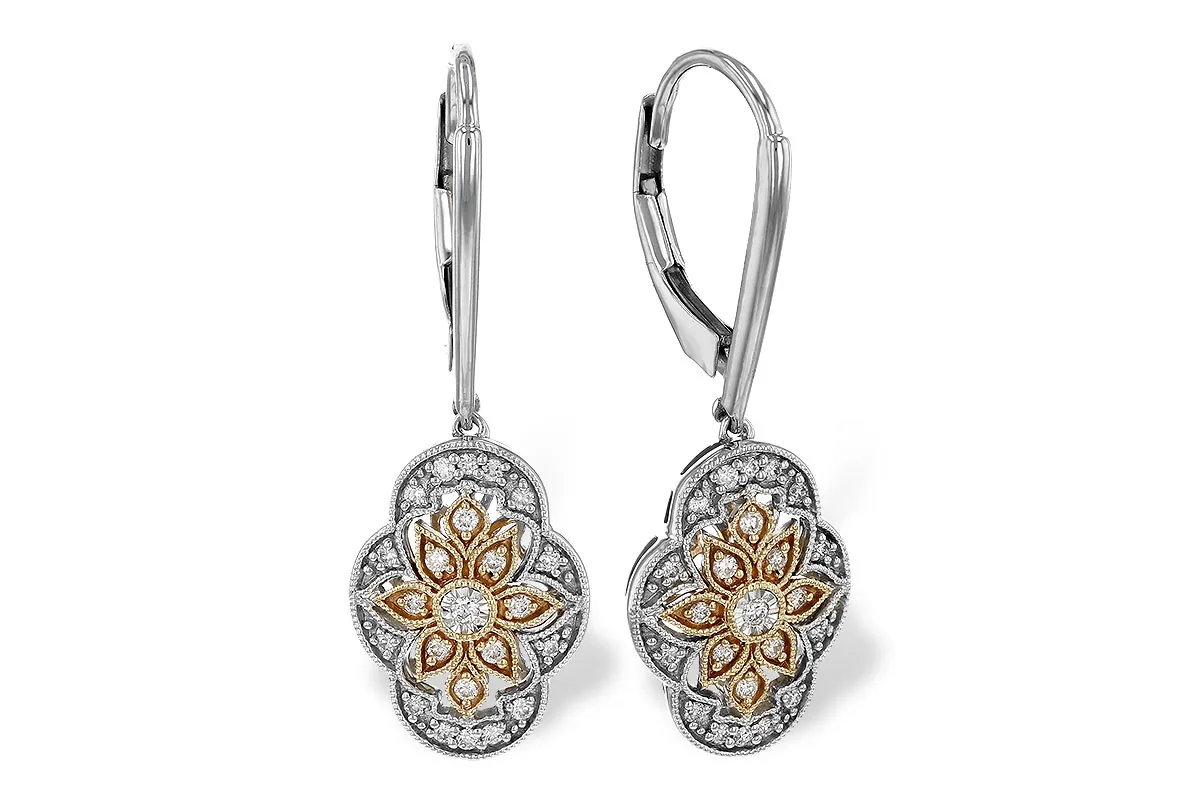 Diamond Earrings in yellow & white