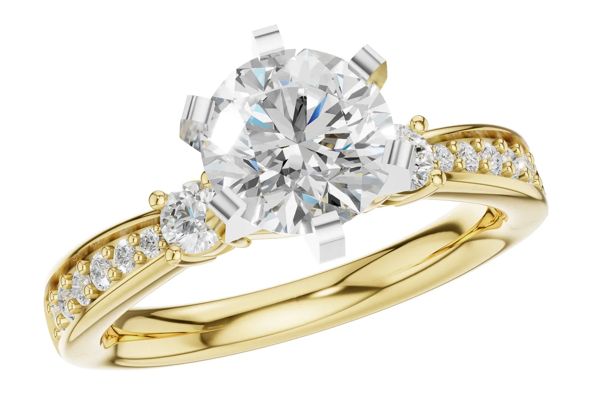 Diamond Semi-Mount Engagement Ring in yellow gold