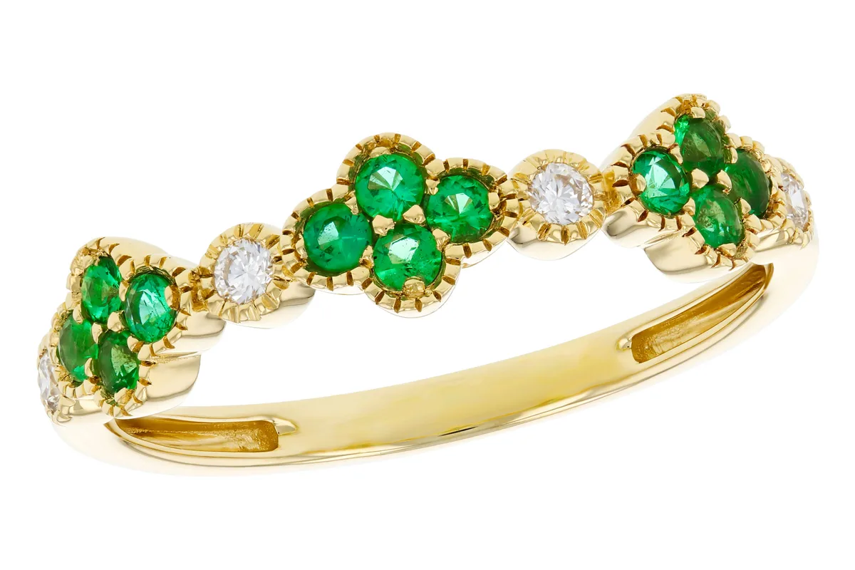 Emerald Wedding Band in yellow gold