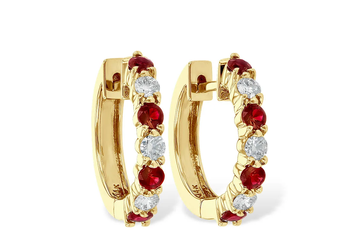 Ruby Earrings in yellow gold