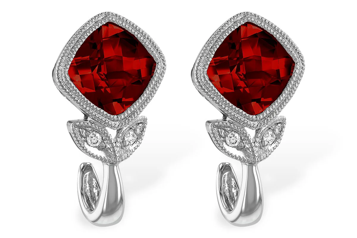 Garnet Earrings in white gold