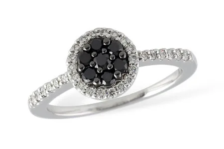 Diamond & Black Diamond Ring in white gold