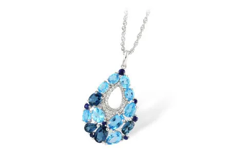 Multi-Color Gemstone Necklace in white gold