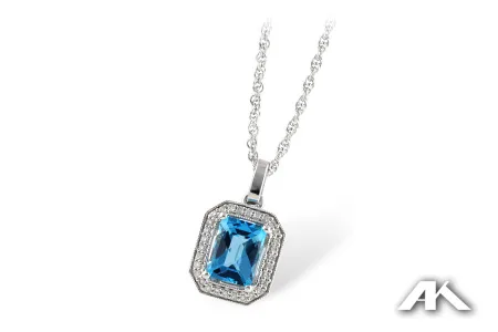 Blue Topaz Necklace in white gold