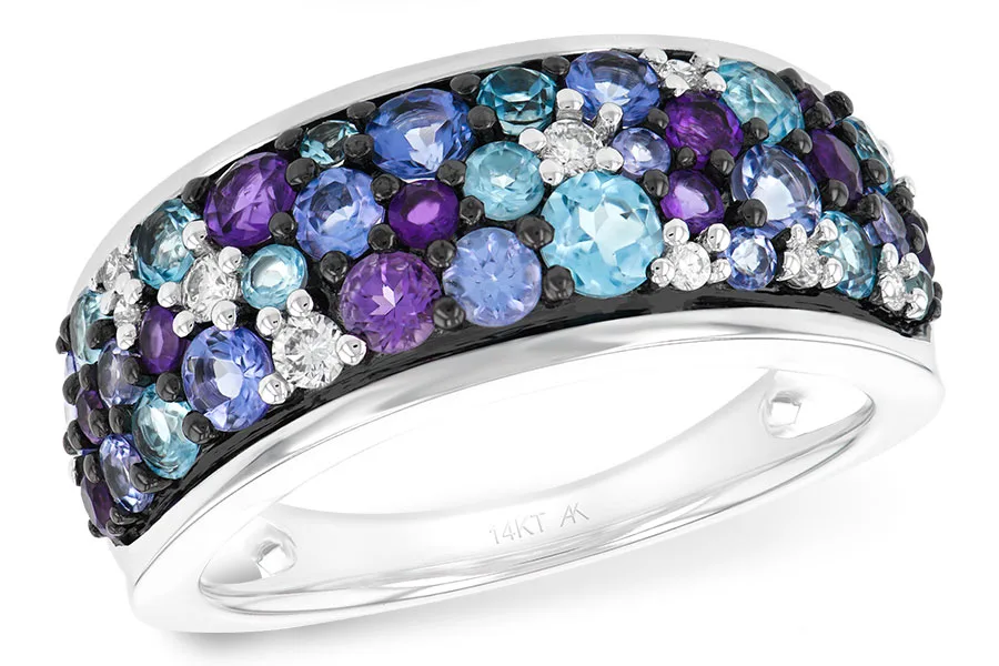 Multi-Color Gemstone Ring in white gold