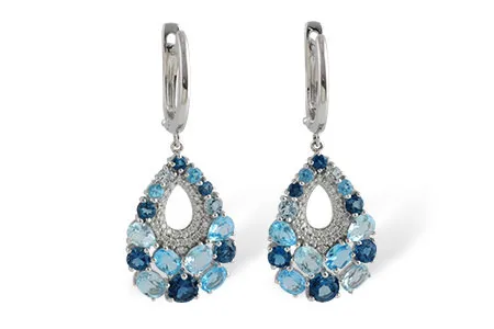 Blue Topaz Earrings in white gold