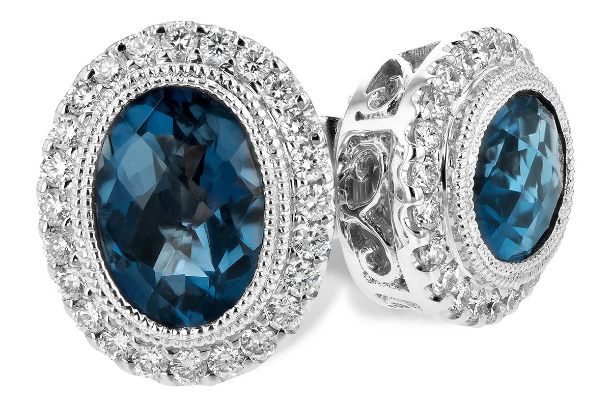 London Blue Topaz Earrings in white gold