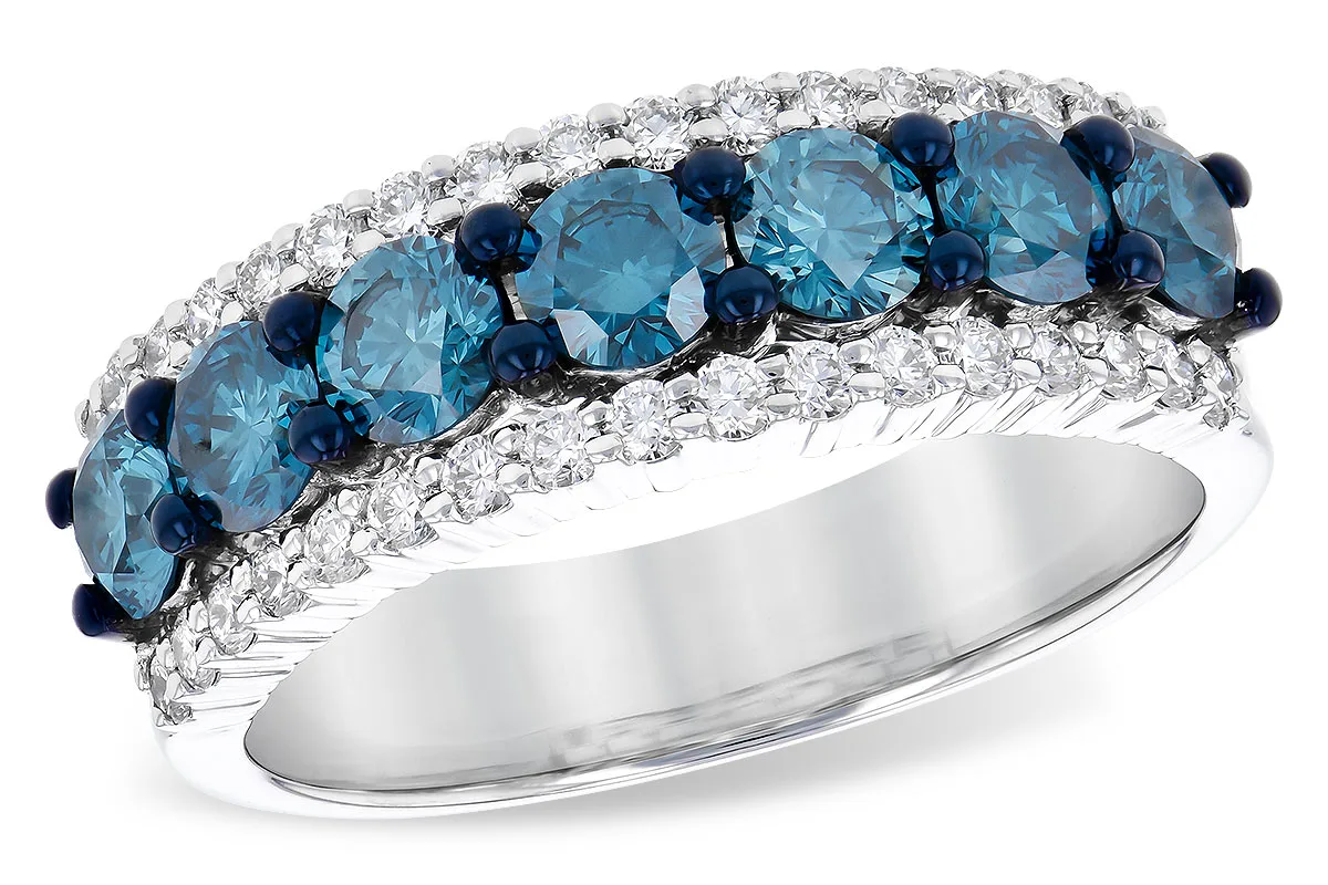 Blue Diamond Wedding Band in white gold