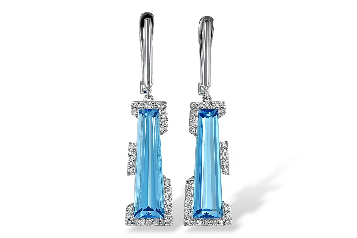 Blue Topaz Earrings in white gold