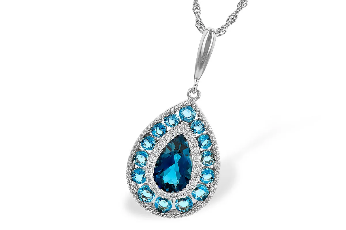 Blue Topaz Necklace in white gold