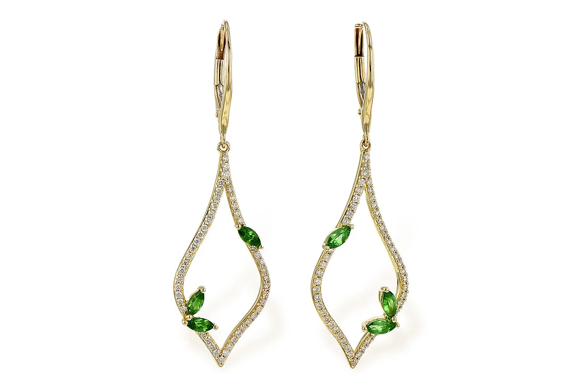 Green Garnet Earrings in yellow gold