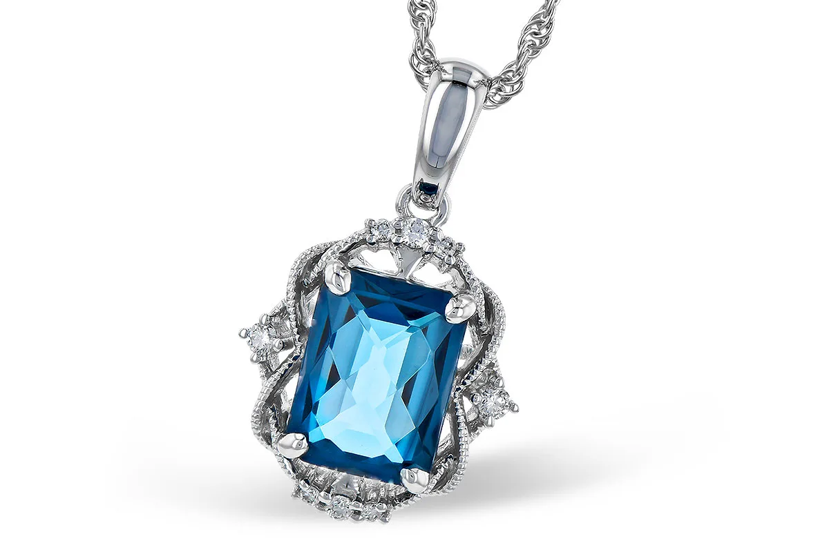 London Blue Topaz Necklace in white gold