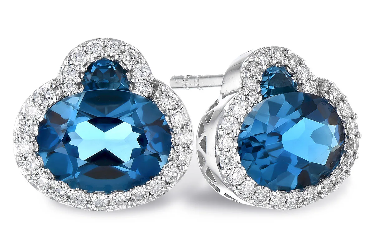 London Blue Topaz Earrings in white gold