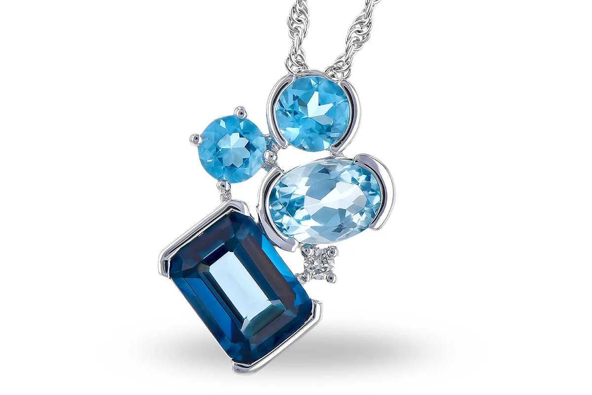 Blue Topaz Necklace in white gold