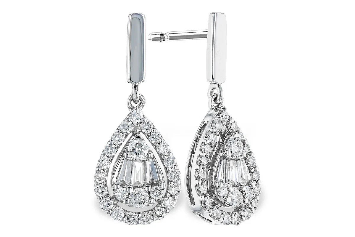 Baguette Diamond Earrings in white gold
