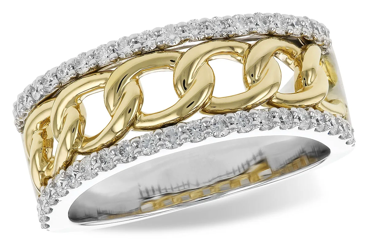 Diamond Wedding Band in yellow & white