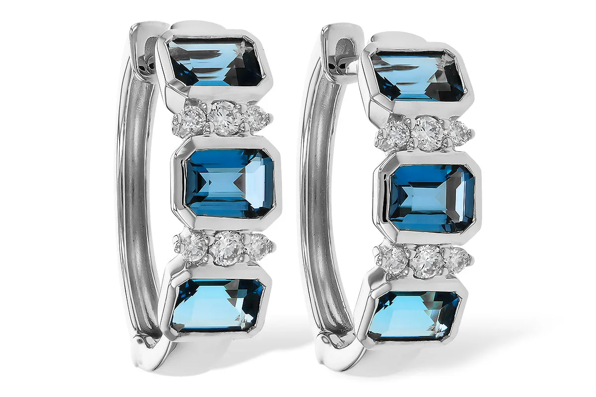 London Blue Topaz Earrings in white gold