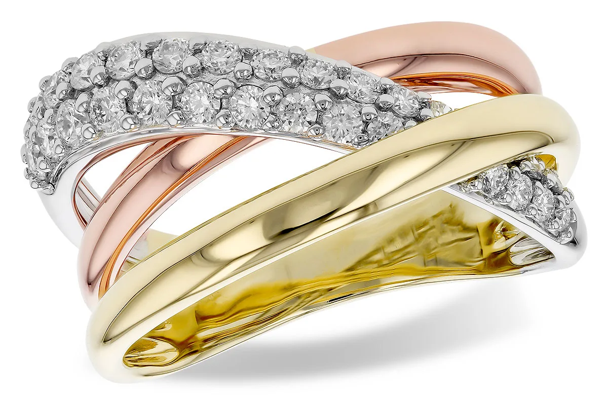 Diamond Ring in tri-color