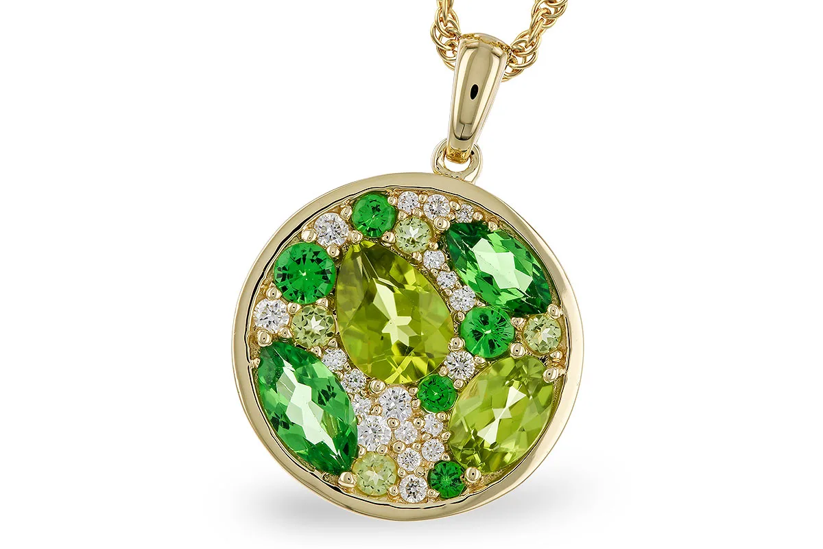 Semi-Precious Stone Necklace in yellow gold
