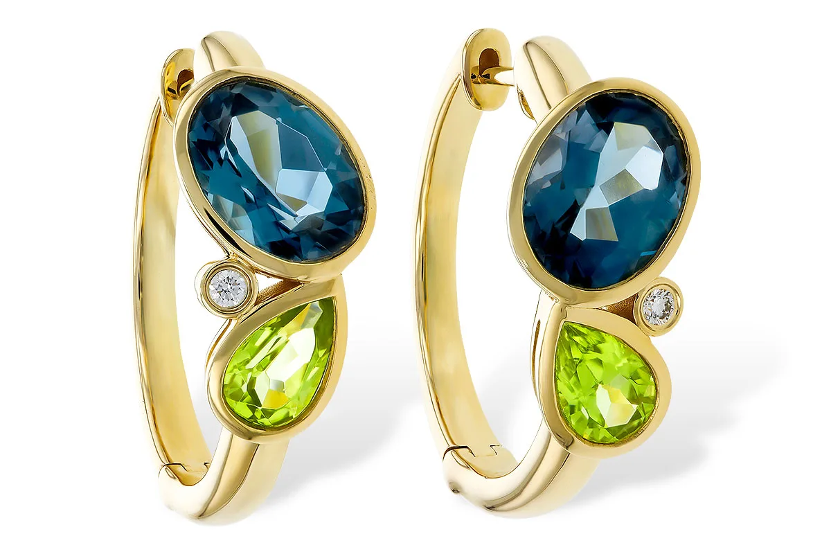 Semi-Precious Stone Earrings in yellow gold