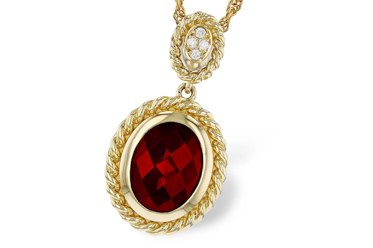 Garnet Necklace in yellow gold