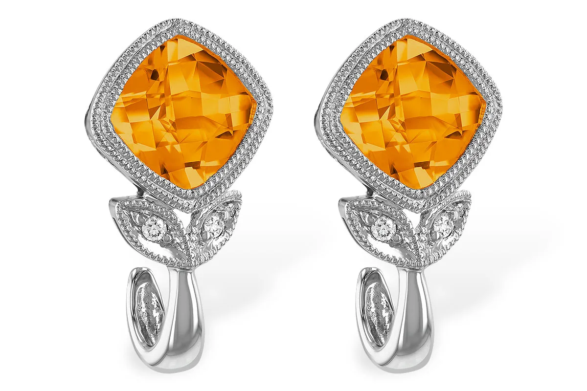 Citrine Earrings in white gold
