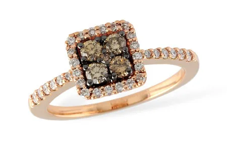 Diamond & Brown Diamond Ring in rose gold