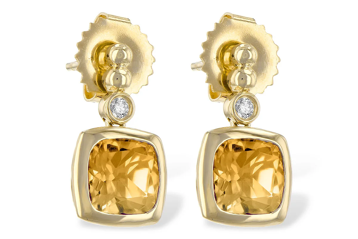 Citrine Earrings in yellow gold