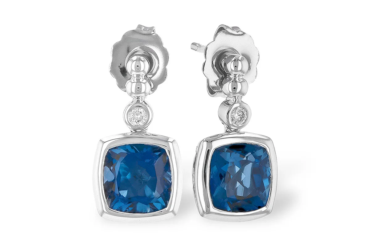 London Blue Topaz Earrings in white gold