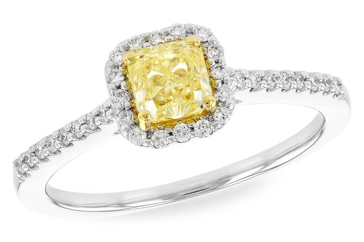 Diamond & Yellow Diamond Fancy Ring in two-tone (reversed)