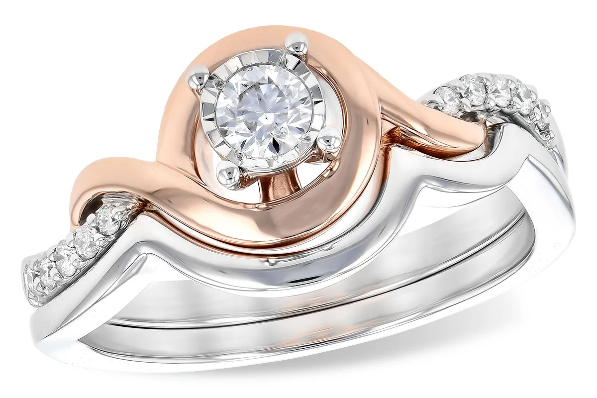 Diamond Wedding Set in rose & white