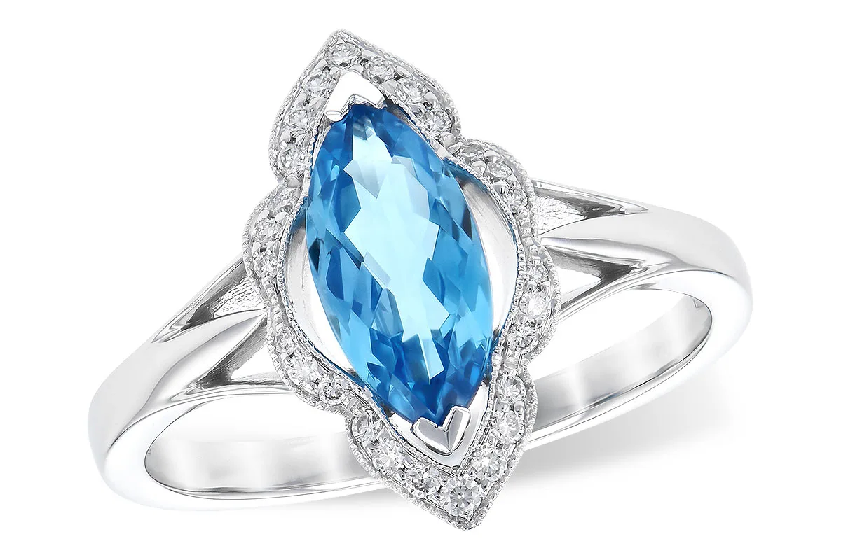 Blue Topaz Ring in white gold