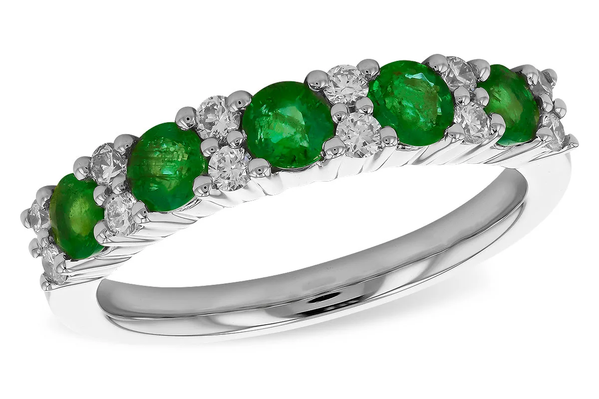 Emerald Wedding Band in white gold