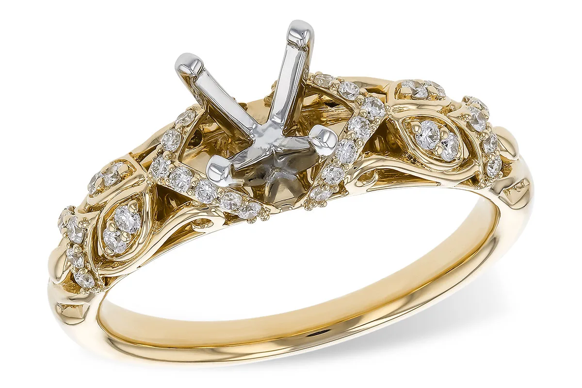 Diamond Semi-Mount Engagement Ring in yellow gold