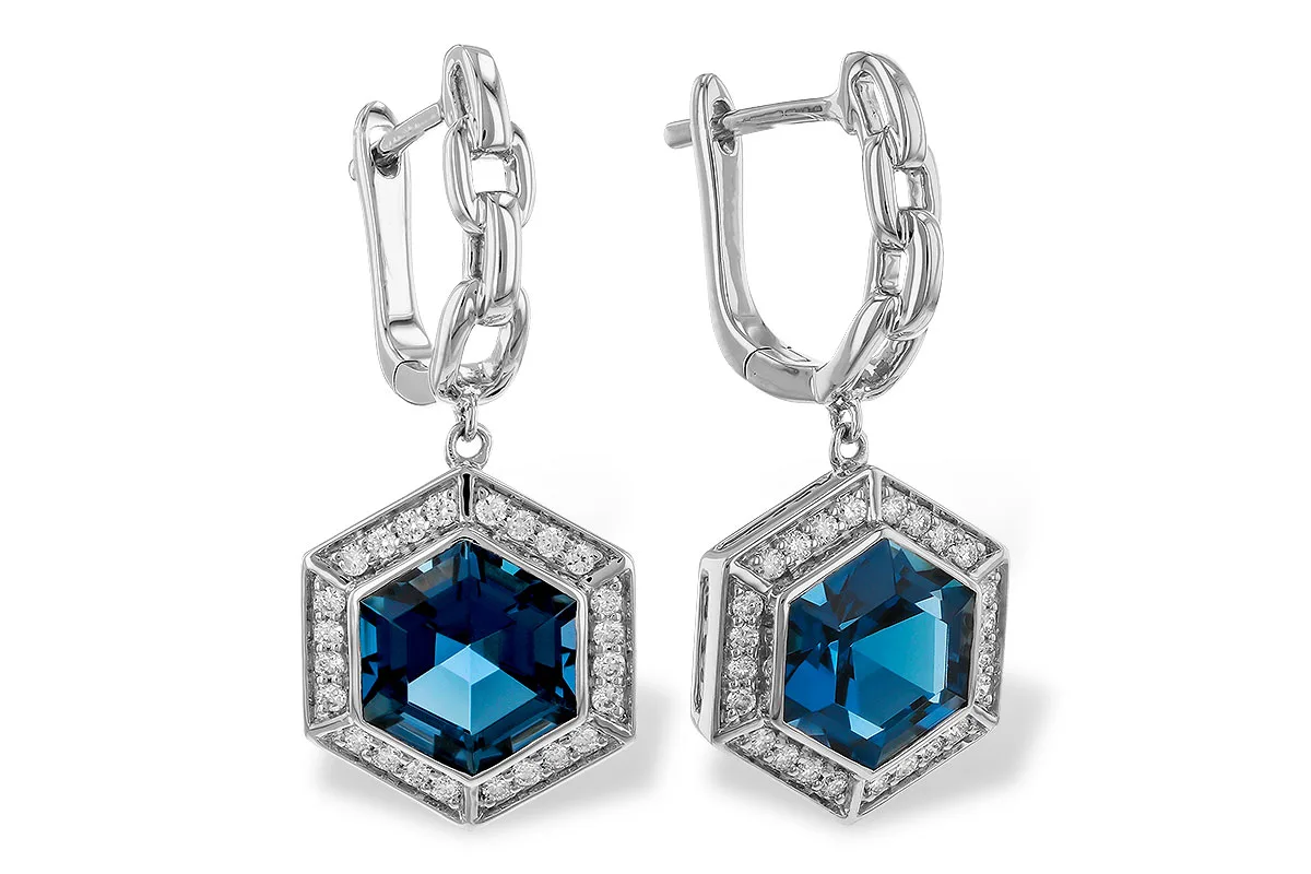 Blue Topaz Earrings in white gold