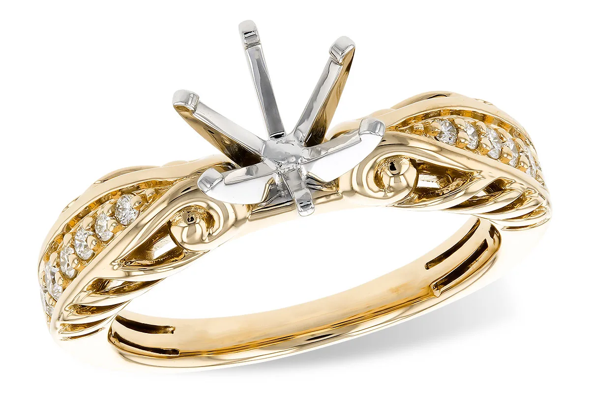 Diamond Semi-Mount Engagement Ring in yellow gold