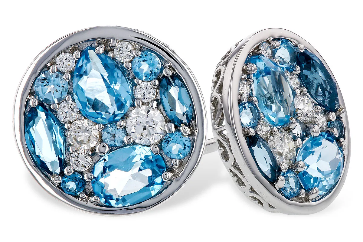 Blue Topaz Earrings in white gold