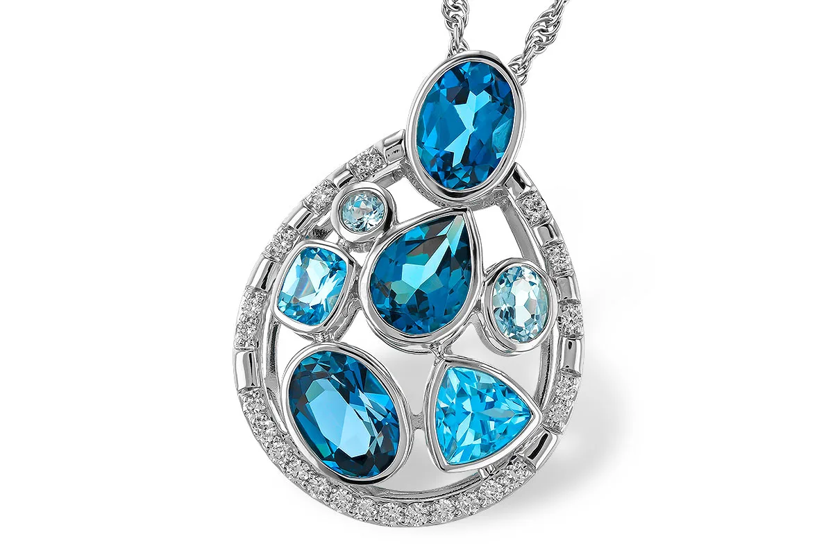 Blue Topaz Necklace in white gold