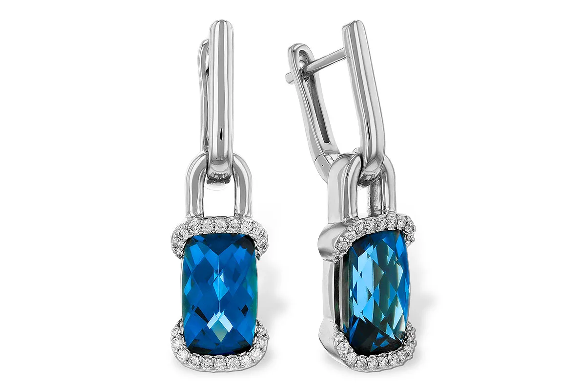 Blue Topaz Earrings in white gold