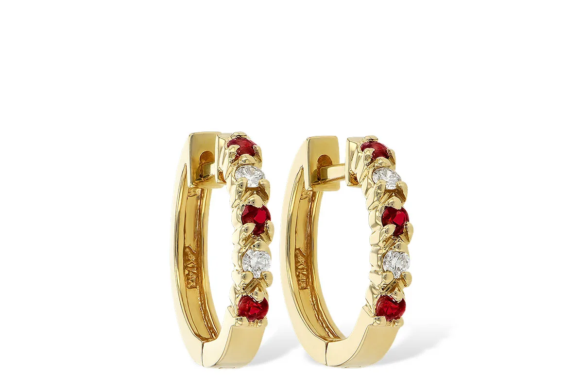 Ruby Earrings in yellow gold