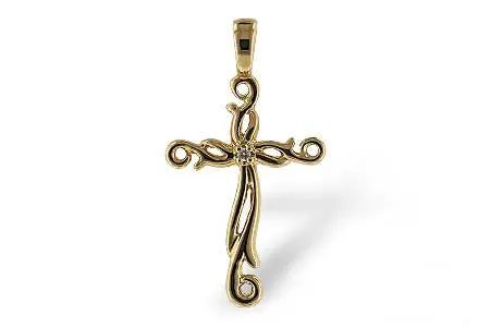 Diamond Cross Pendant in yellow gold