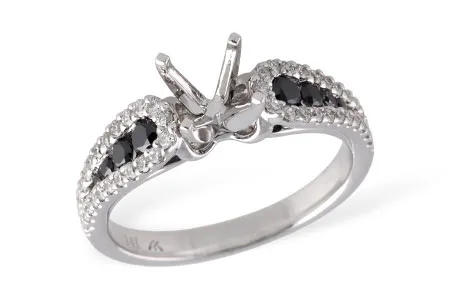 Black Diamond Semi-Mount Engagement Ring in white gold