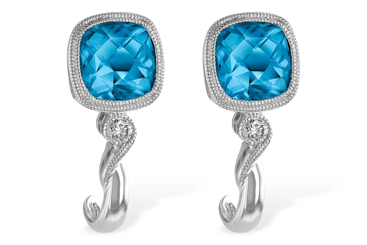 Blue Topaz Earrings in white gold