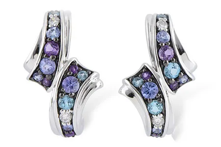 Multi-Color Gemstone Earrings in white gold