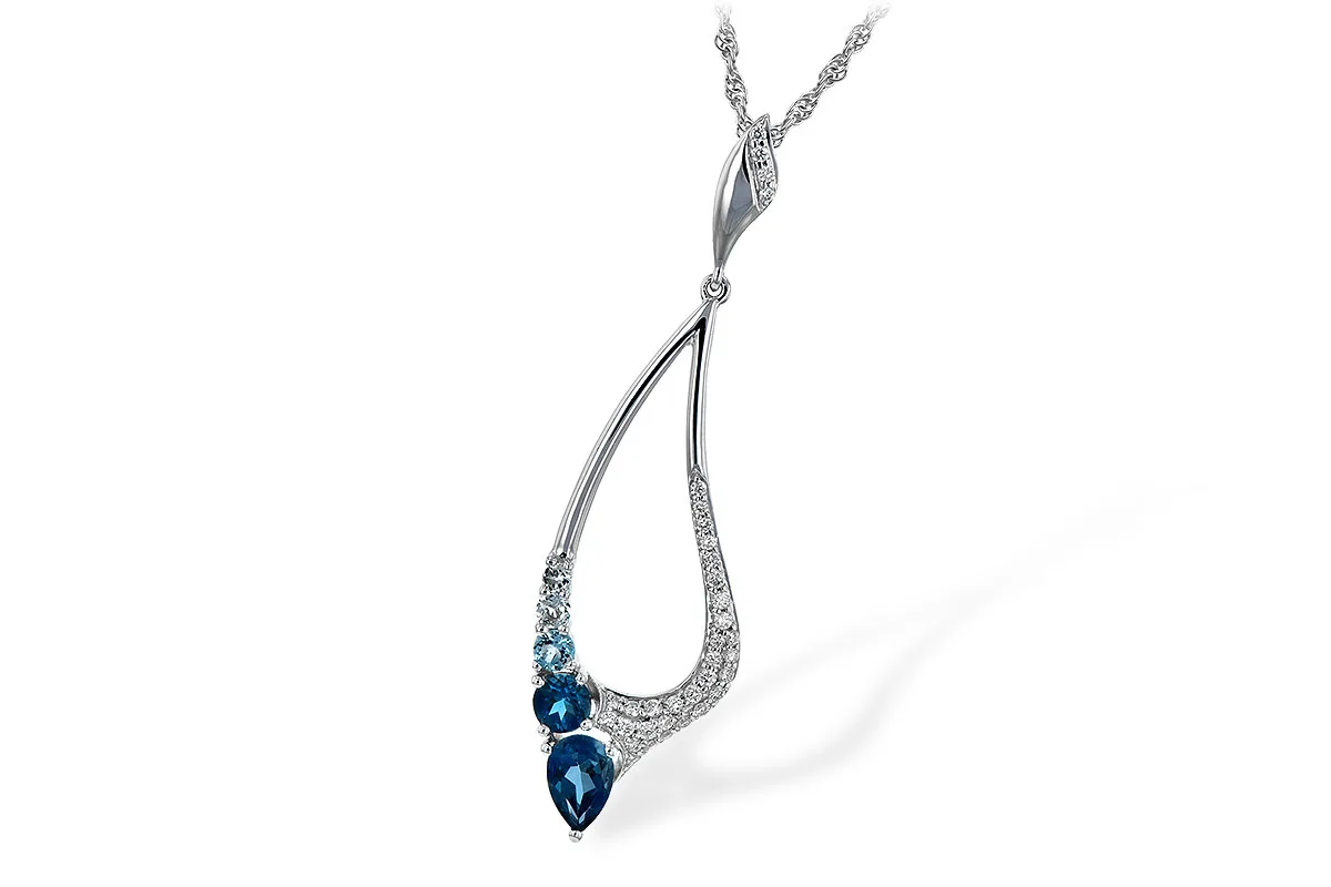 Blue Topaz Necklace in white gold