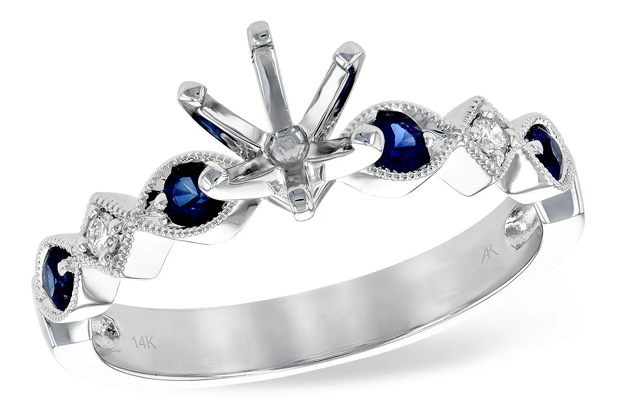 Diamond & Sapphire Semi-Mount Engagement Ring in white gold